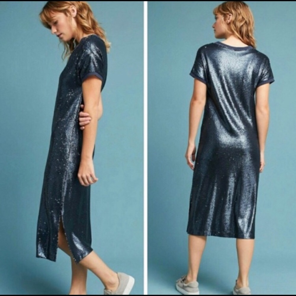 Anthropologie Blue Sequin Dress